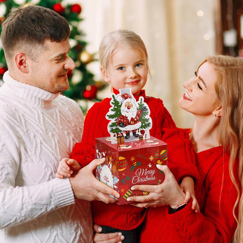 Christmas Money Gift Box DIY Surprise Cash Pull Out Storage Box with 52 Transparent Bag Kids Christmas Gift New Year Party Decor
