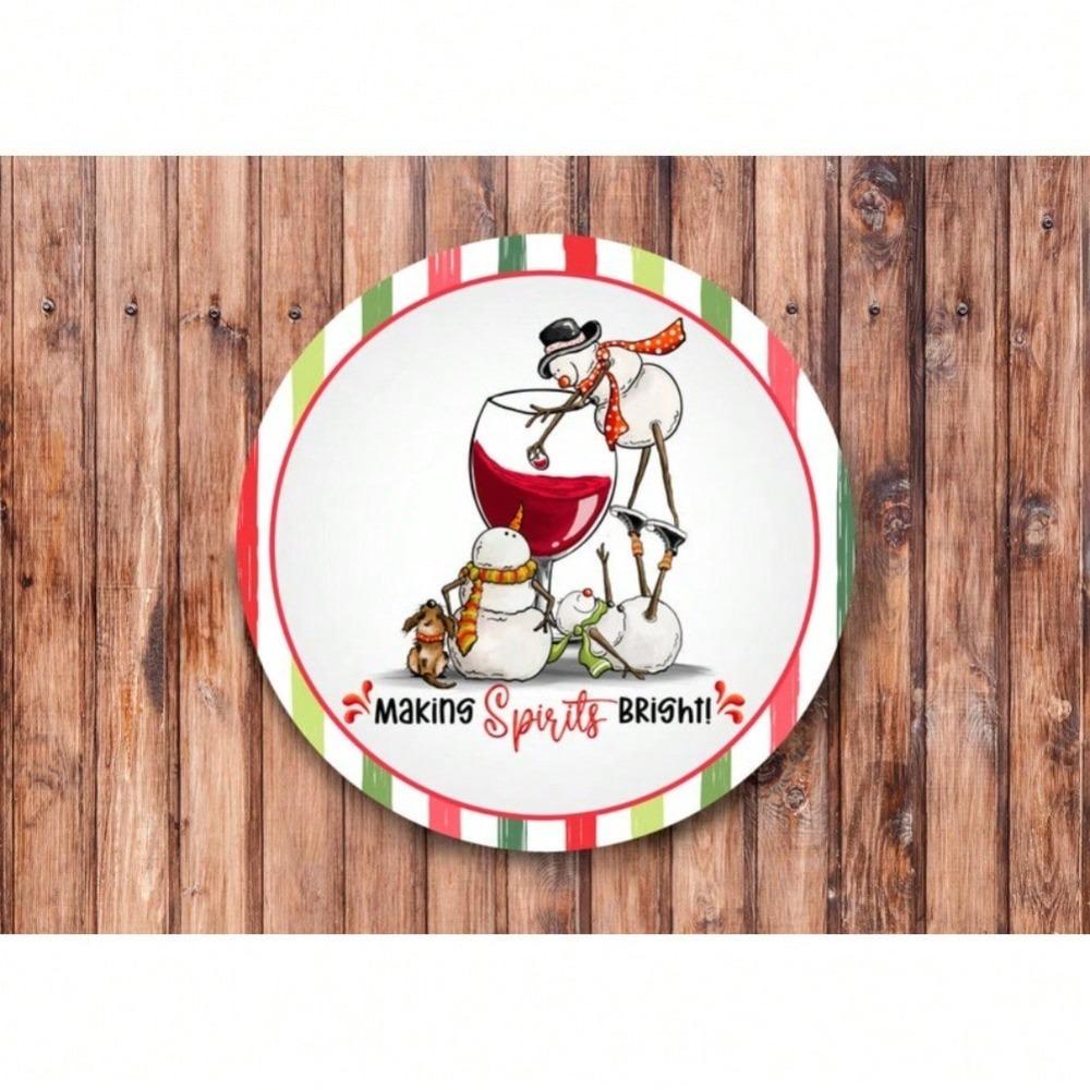 Snowmen Wreath Metal Sign & Home Room Decor for Halloween, Bathroom, Bedroom, Kitchen, Living Room Wall Decoration