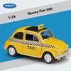 Welly 1/24 Nuova Fiat 500 Alloy Scale Car Model Diecast Metal Miniature Car Static Collection Children Toy Car Vehicles Gifts