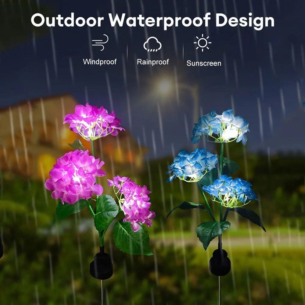 3 Head LED Solar Lamp Hydrangea Landscape Lamp Lawn Light  Vegetable Patch Patio Country