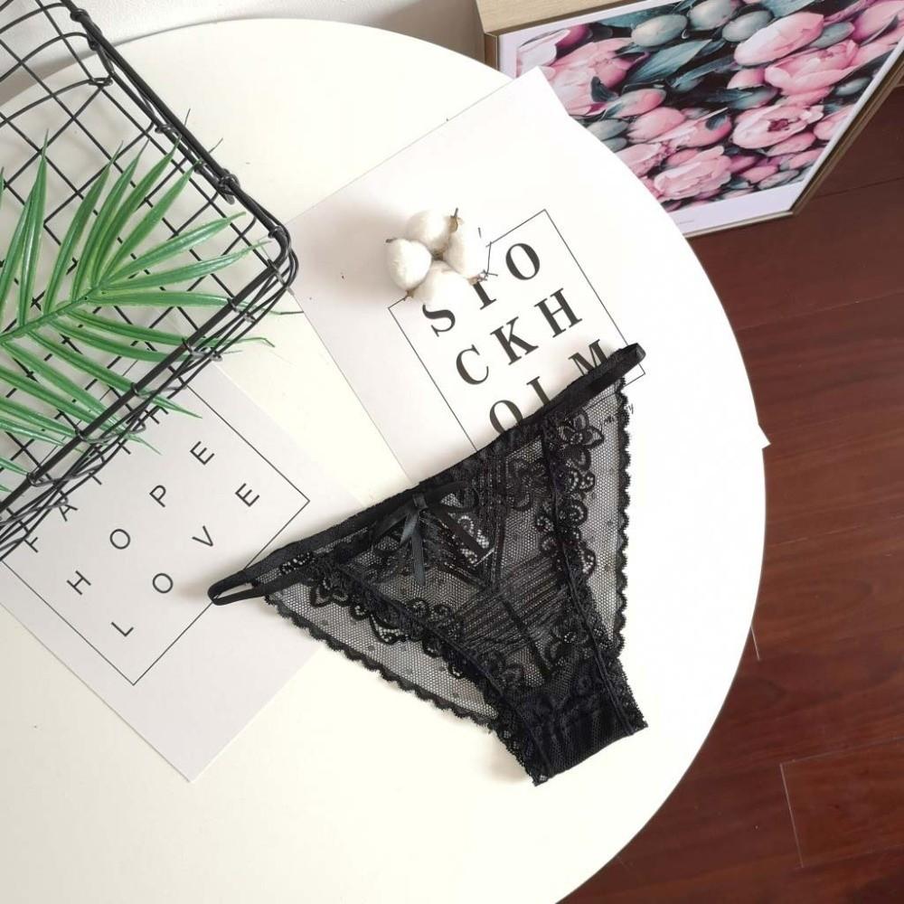 Sheer Lace Mesh Women Thong Floral T-Back Panties Thin Lace Flower Briefs Lady