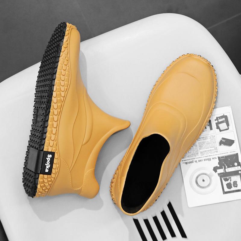 

Высококачественная мужская новая дождевая обувь, водонепроницаемая и водоотталкивающая обувь, короткие и средней длины голенища, нескользящие резиновые сапоги, специальная обувь для рыбалки на открытом воздухе, кухонная резиновая обувь 44