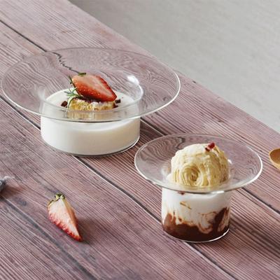 Dessert Tool Transparent Glass Bowl Straw Hat Shaped Household Fruit Salad Plate Decorative Yogurt Bowl Kitchen Dining