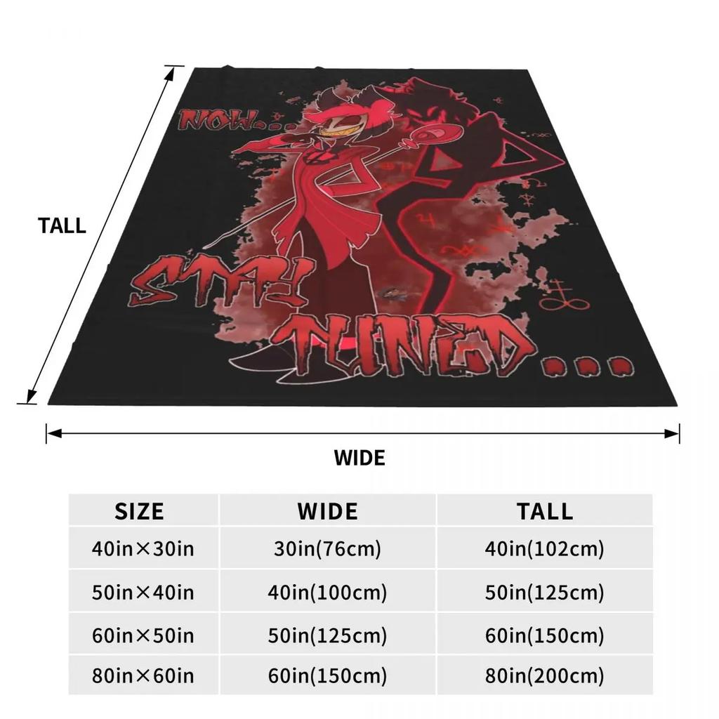 Hazbin Hotels Alastor Knitted Blanket Flannel Super Warm Throw Blankets for Outdoor Travel Bed Rug