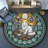 Feline Mandala Round Area Rug Under Office Chairs Bedroom Living Room Home Decor