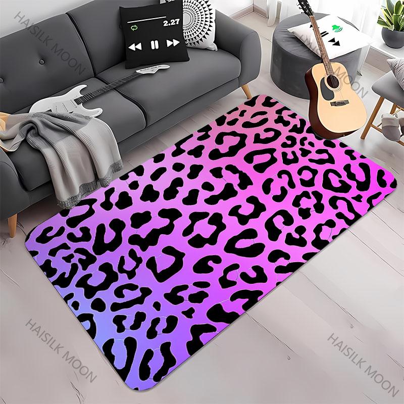 Neue Regale!Bunter Teppich mit Leopardenmuster, Wohnzimmer Schlafzimmer Bürobereich Kinderzimmer Teppiche, Rutschfeste Maschinenwaschbare Matte
