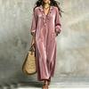 Women's Bohemian V-Neck Long Sleeve Maxi Dress with Sleeves and Loose Fit for Casual Wear