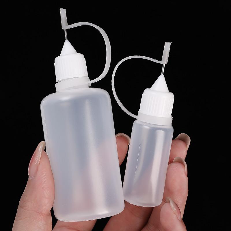 50/5Pcs PE Plastic Squeezable Tip Applicator Bottle Refillable Dropper with Needle Tip Caps for Glue Pigment Bottle 10ml 50ml