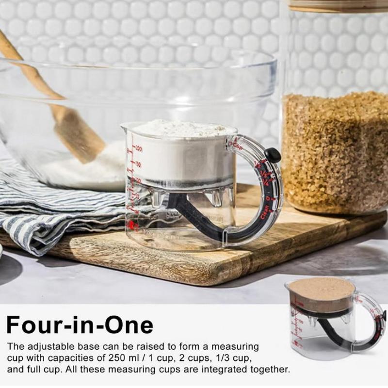 Adjustable Measuring Cup Multi-Functional Measuring Cup With Scraper-Style Seal Base Measurings Cube Cups For Cooking Kitchen