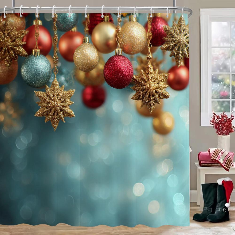 Merry Christmas Shower Curtain Christmas gift Christmas tree Bathroom Curtain with hooks Christmas Printed home Decor Curtain W90xH180cm