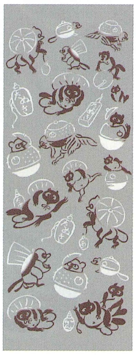 

Prairie Dog dyed tenugui towel with Japanese Bunbuku Chakama by Wabunka pattern, [TE-518]