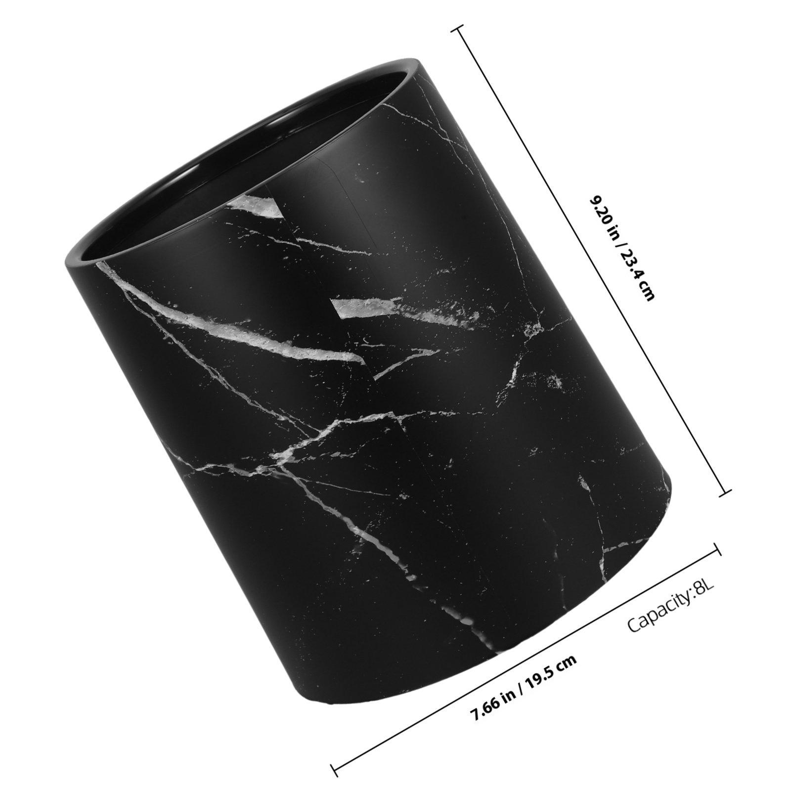 

Marble Trash Can Plastic Large Opening Garbage Container for Bedroom Living Room Bathroom Kitchen Decorative Wastebasket чёрный