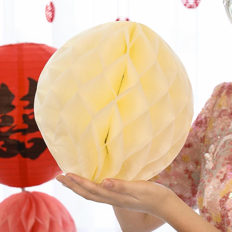 Wedding Double Happiness Garland & Lantern Set with Honeycomb Ball Columns for Background Decor