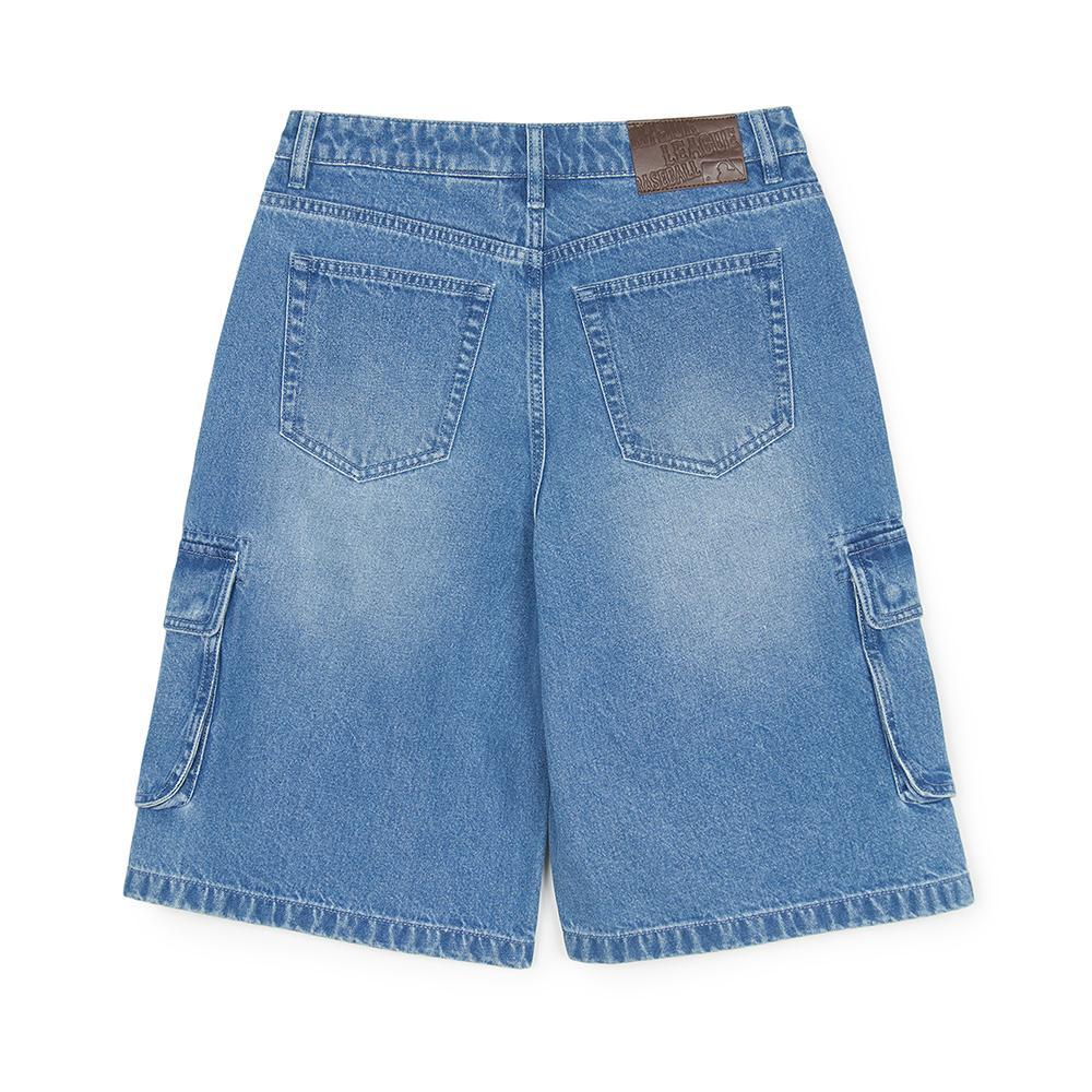 MLB Denim-Serie New York Yankees Basic Cargo Locker Mode Vielseitig Einfach Fünf-Punkt Denim-Shorts Damen-Shorts Indigo 3FDPB0453-50INS