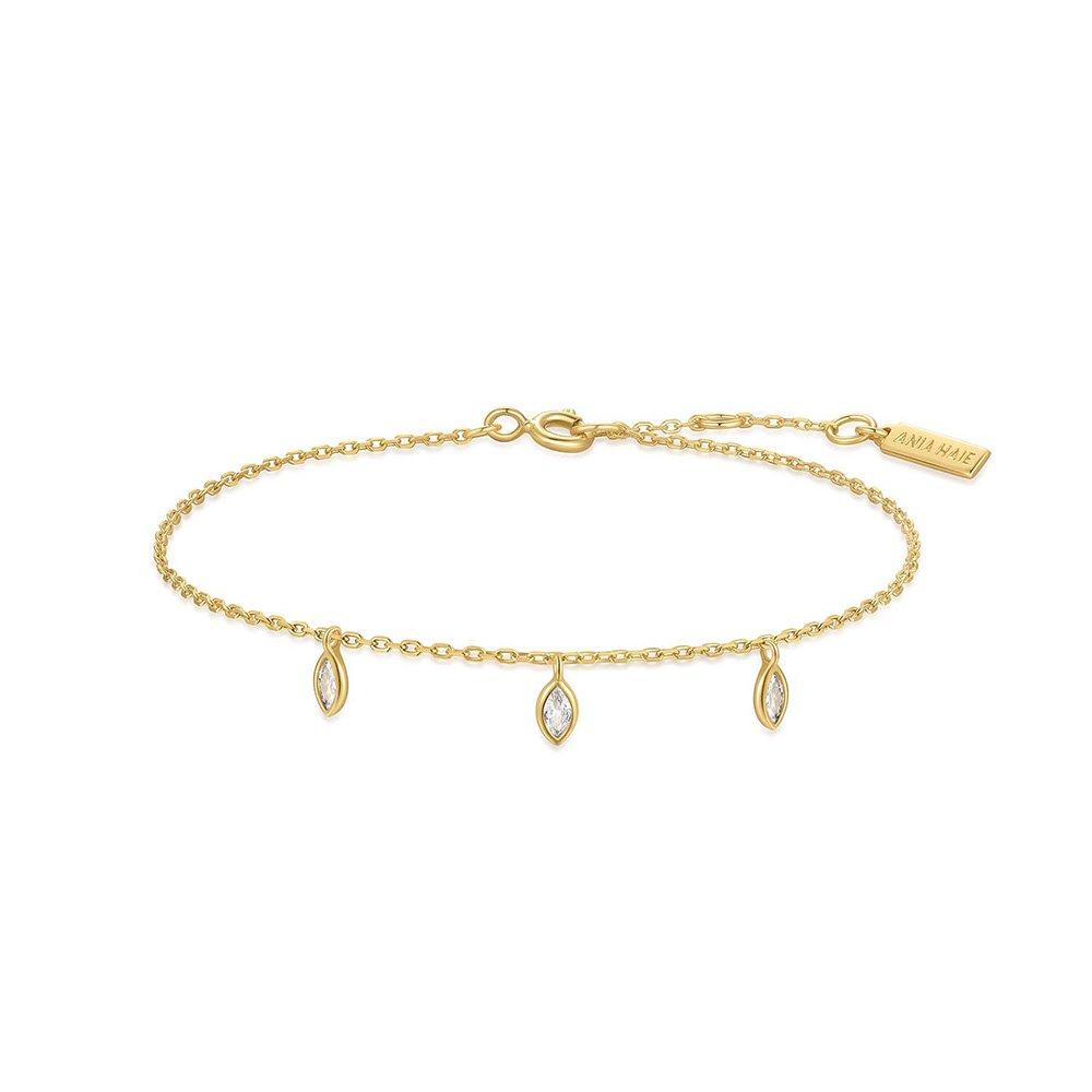 

Gold Sparkling Triple Station 925 Silver Bracelet B066-02G