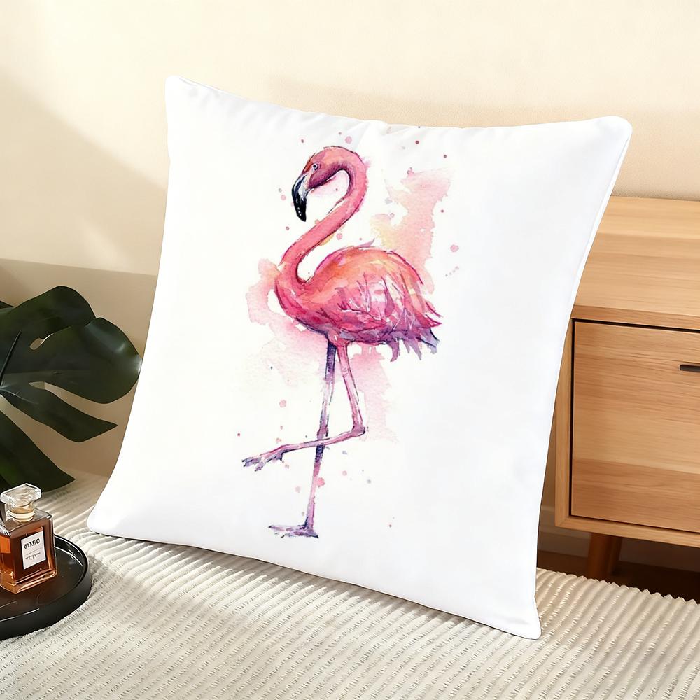 Flamingo Cushion Cover Soft Short Plush Pillow Cover Smooth Cozy Texture Aesthetic Cushion Case Home Decor
