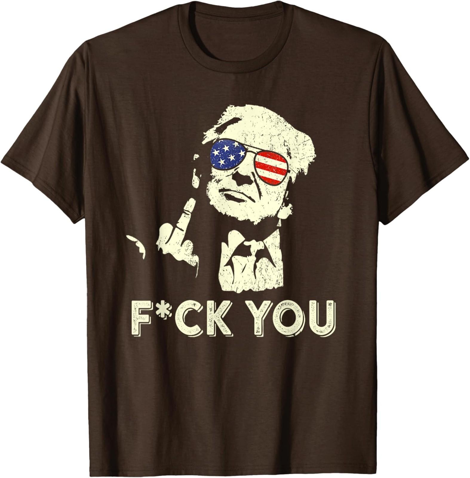 Meme Funny Trump Flipping Trump Middle Finger Unisex T-Shirt S разноцветный