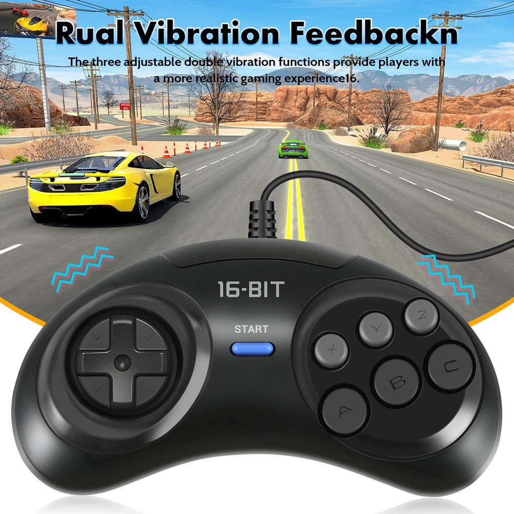 Volan XSDJASD 2 joc joc negru controller pe 16 biți, pentru, piese, controller, accesorii, gamepad cu 6 butoane,