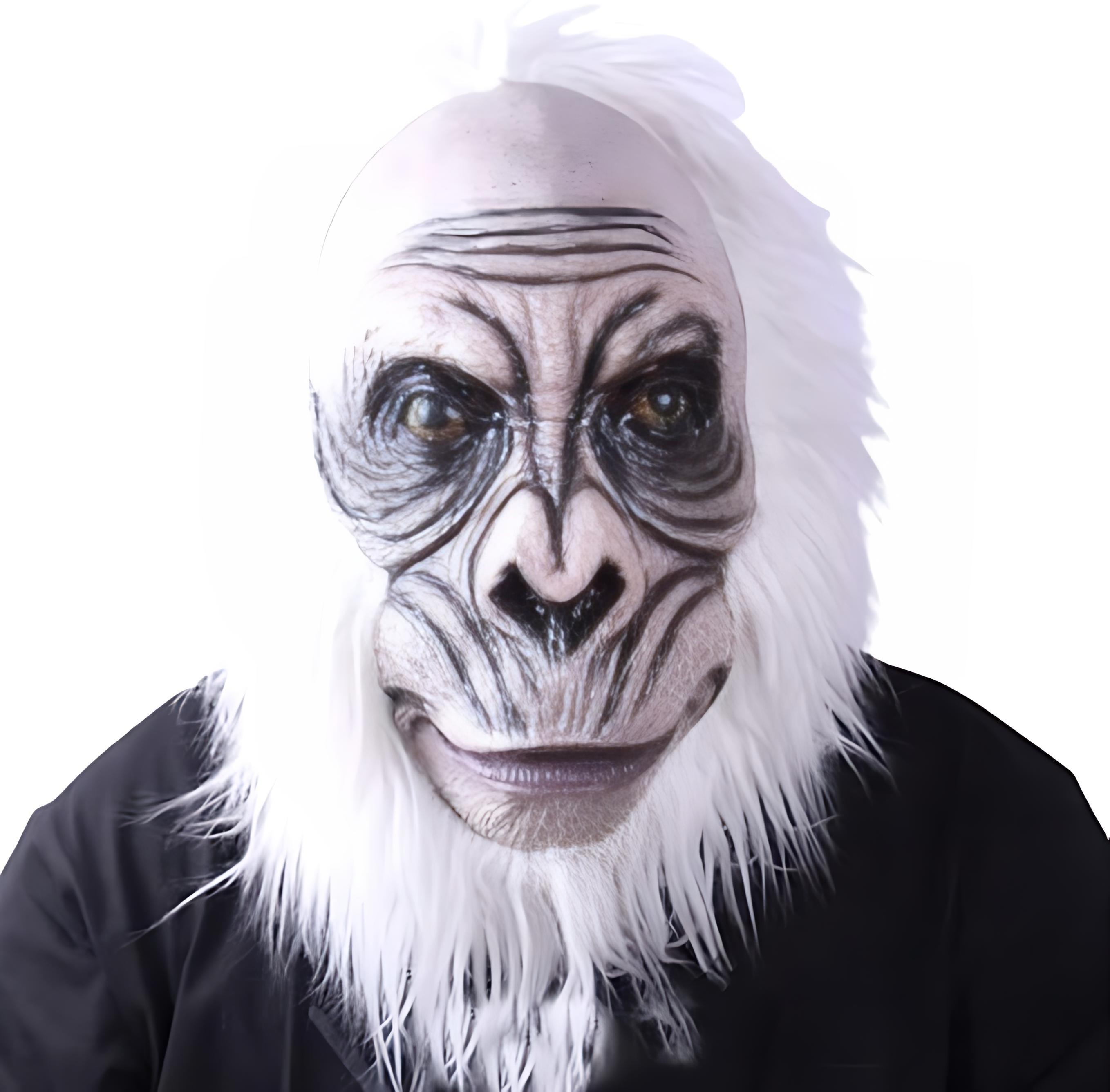 

White ape latex mask, party animal monkey mask One size білий