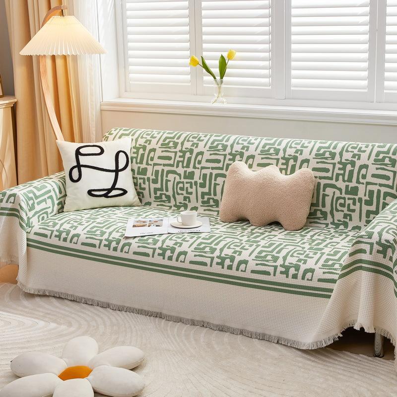Cotton Sofa Cover Cloth, Four-Season Universal Seat Cushion, Nordic Simple Non-Slip Blanket, Sofa Cover All-Inclusive Cover Towel