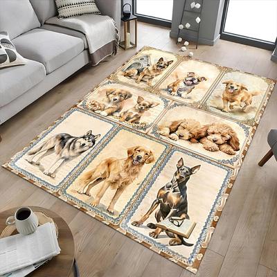 1PC Dogs Prints Non-Slip Floor Carpet Compatible for Office&Living Room&Bedroom&Dining Room -  Soft & Pattern-G0324
