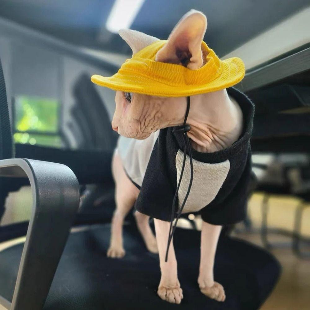 Cotton Pet Sunshade Cap Solid Color Pet Sunscreen Tie Hat Fashion Pet Fisherman Hat Devon Rex