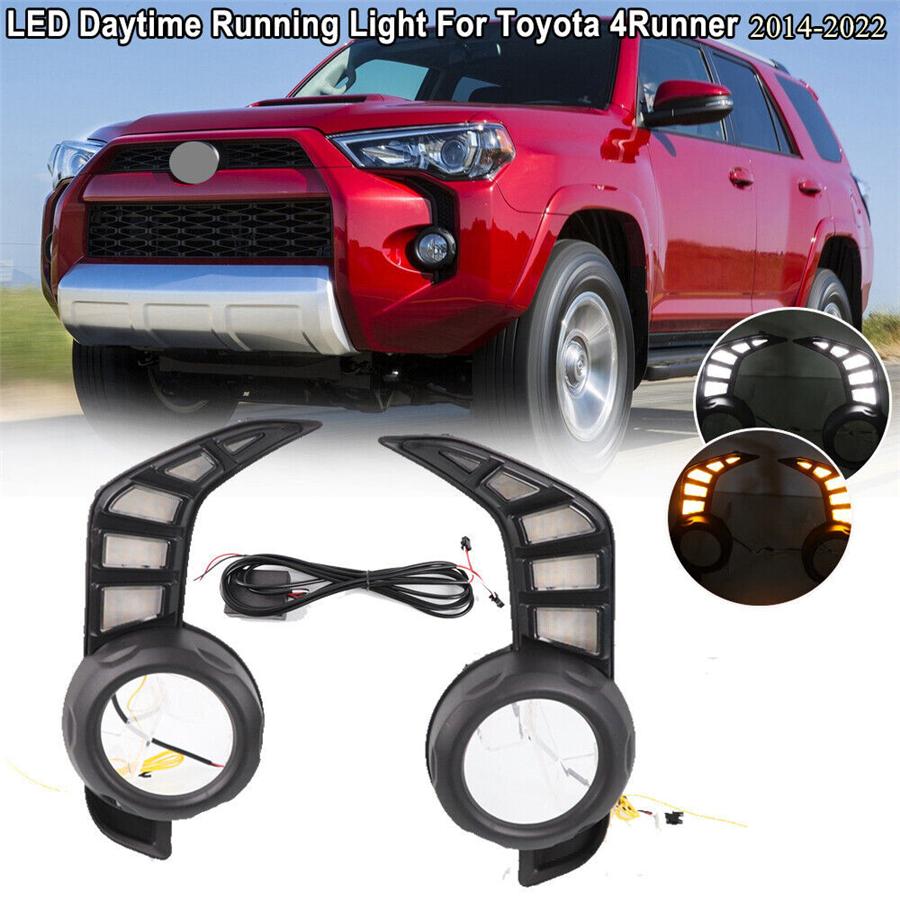 2x LED Daytime Running Light Fog Turn Signal Lamp Cable For Toyota 4Runner 14-22