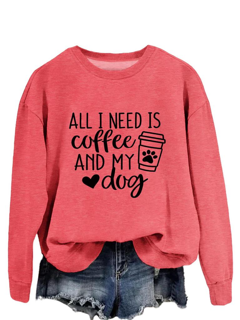 ALL I NEED Loose-Fit Round Neck Pullover Hoodie
