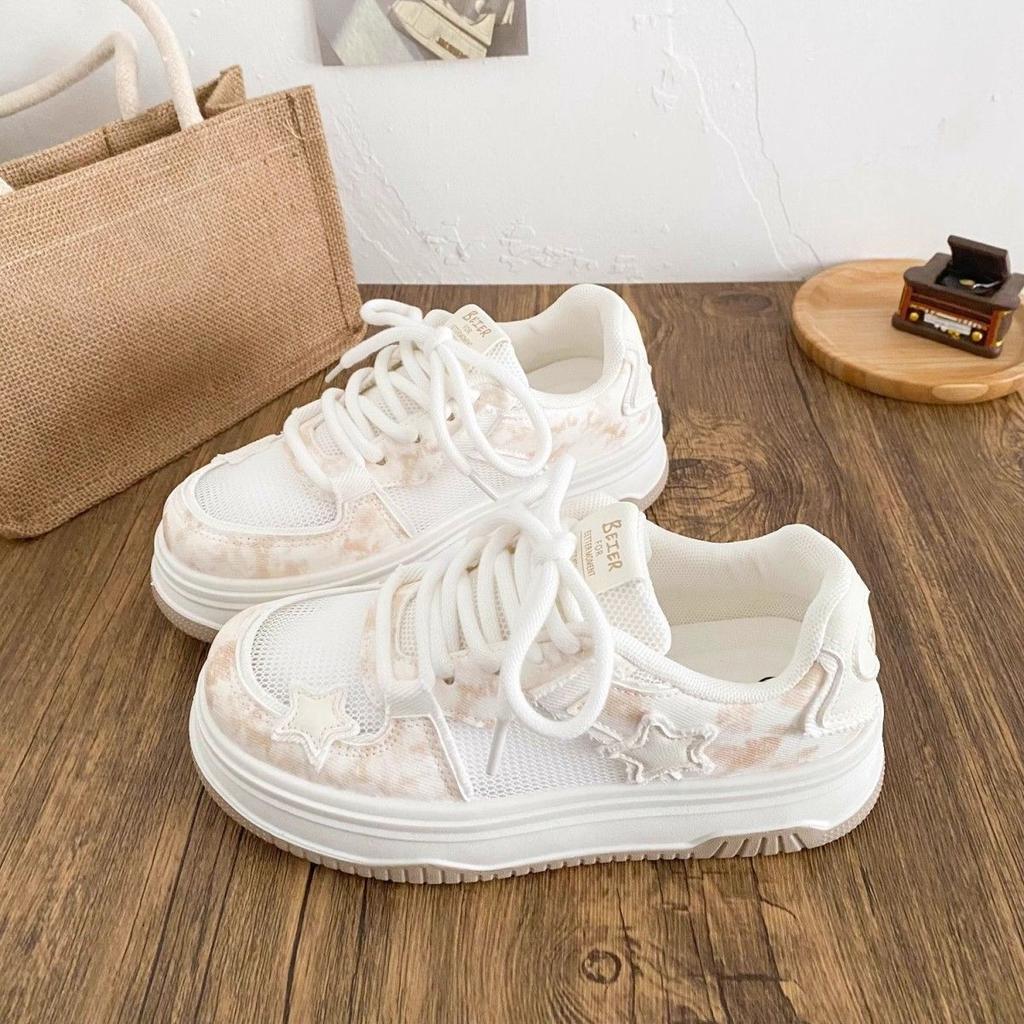 Little white shoes women's summer breathable mesh mesh shoes new shoes with skirts versatile platform sports board shoes