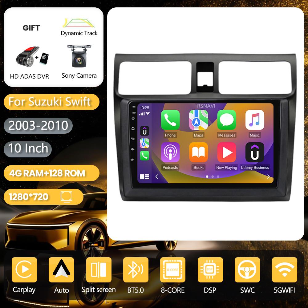 Android 16 for Suzuki Swift 2003 - 2010 Carplay Auto Radio Multimedia Player Car Radio GPS Stereo QLED Screen 360° Camera