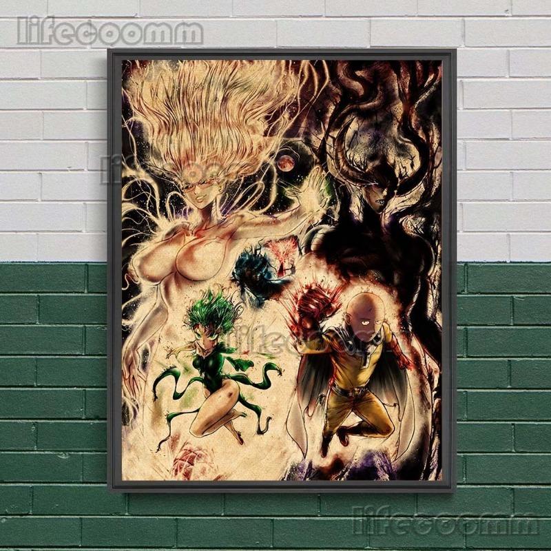 Vintage One Punch Man Anime Wall Art Psykos Tatsumaki Canvas Painting Poster Unique Home Decor for Anime Fans