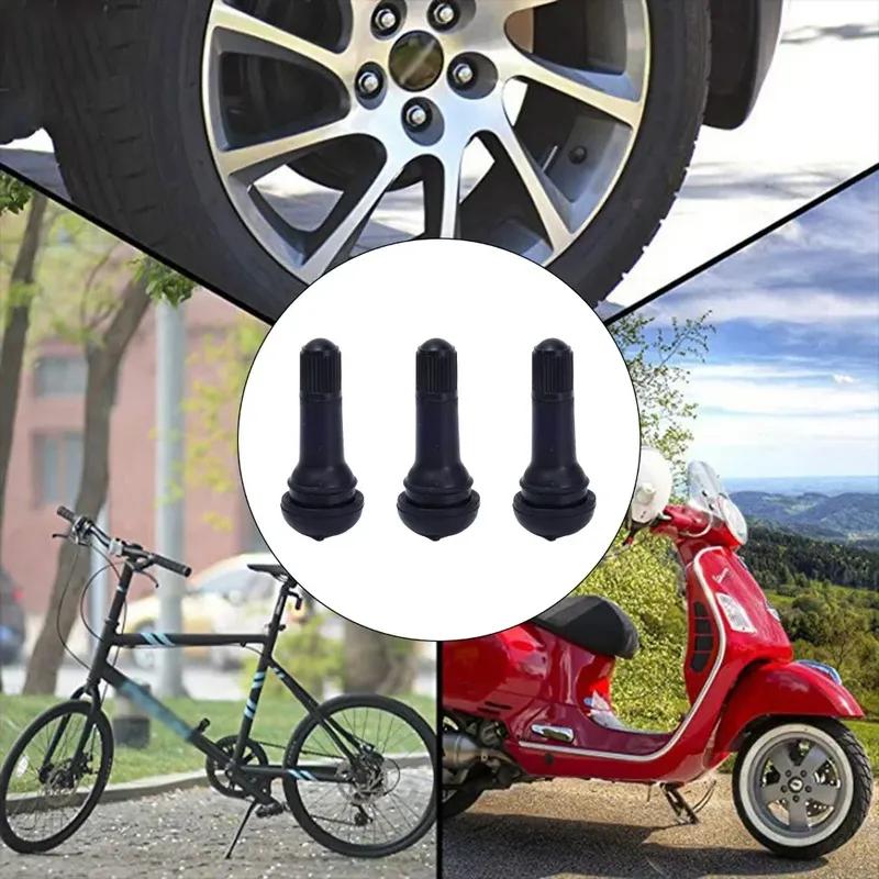 TR413 TR414 Vacuum Tire Valve Nozzle with Dust Cap Car Motorcycle Bicycle Snap-in Tubeless Tyre Rubber Valve Replaceable Parts