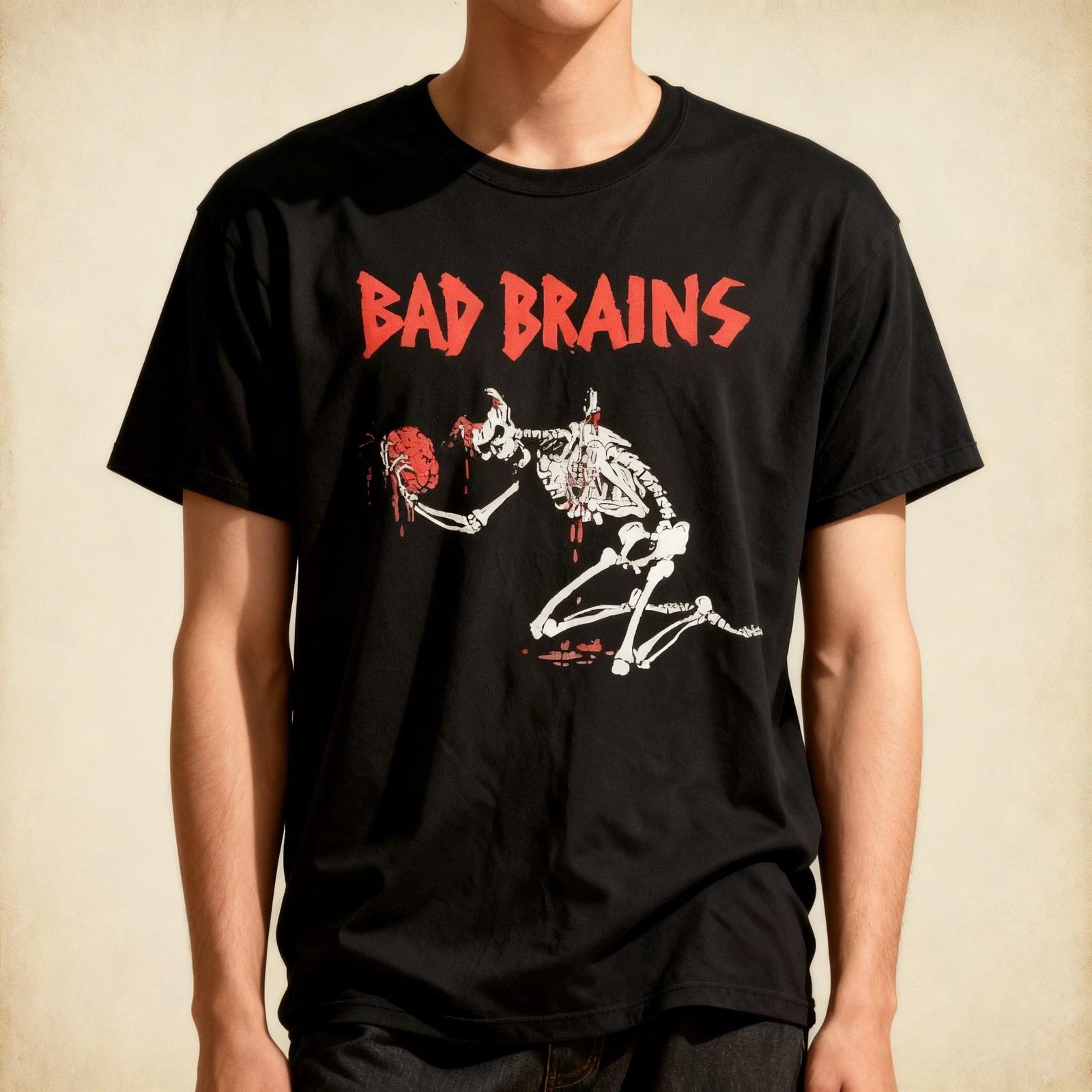 Bad Brains Skeleton Short Sleeve Cotton Black All Size Gift Shirt 4XL