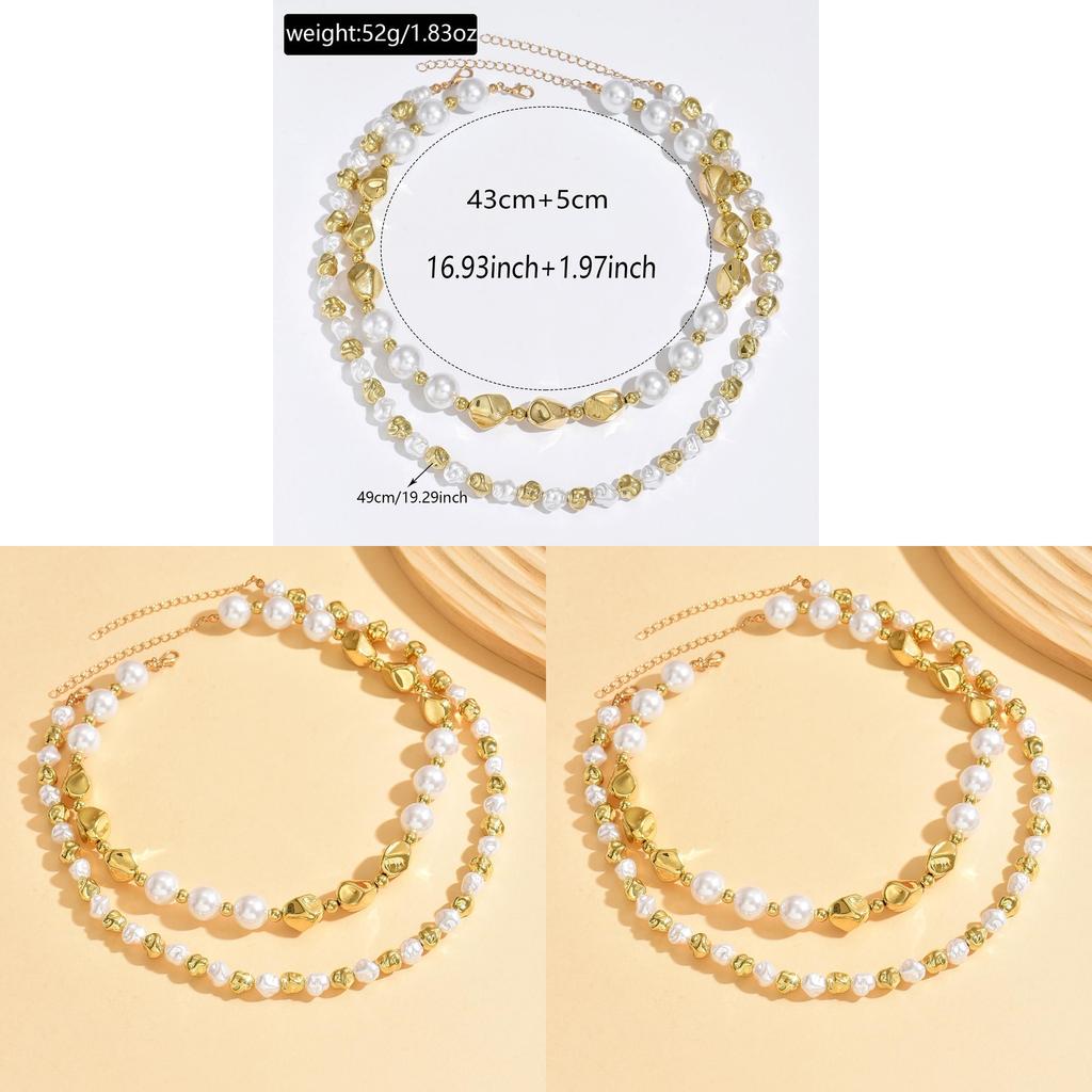 Vintage Artificial Pearl Necklace For Women With Geometric Pendant Elegant Autumn Winter Jewelry