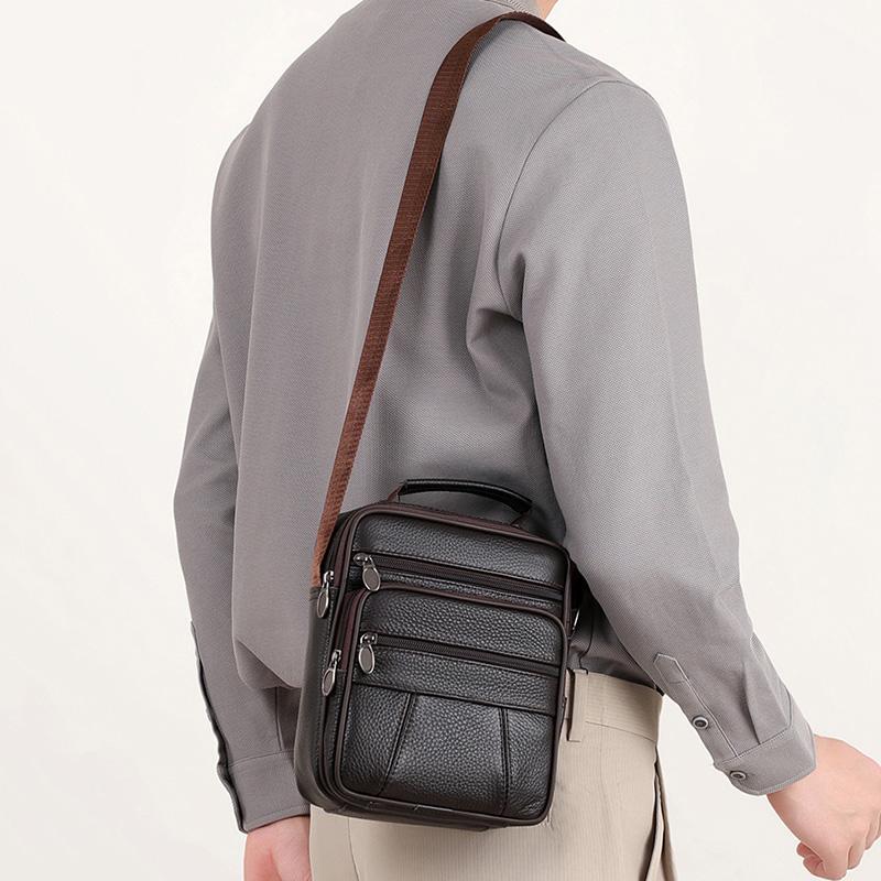 Genți de umăr tip poștaș din piele naturală pentru bărbați, genți mici cu buzunar pentru telefon, genți business crossbody din piele de vacă, cadou pentru bărbați
