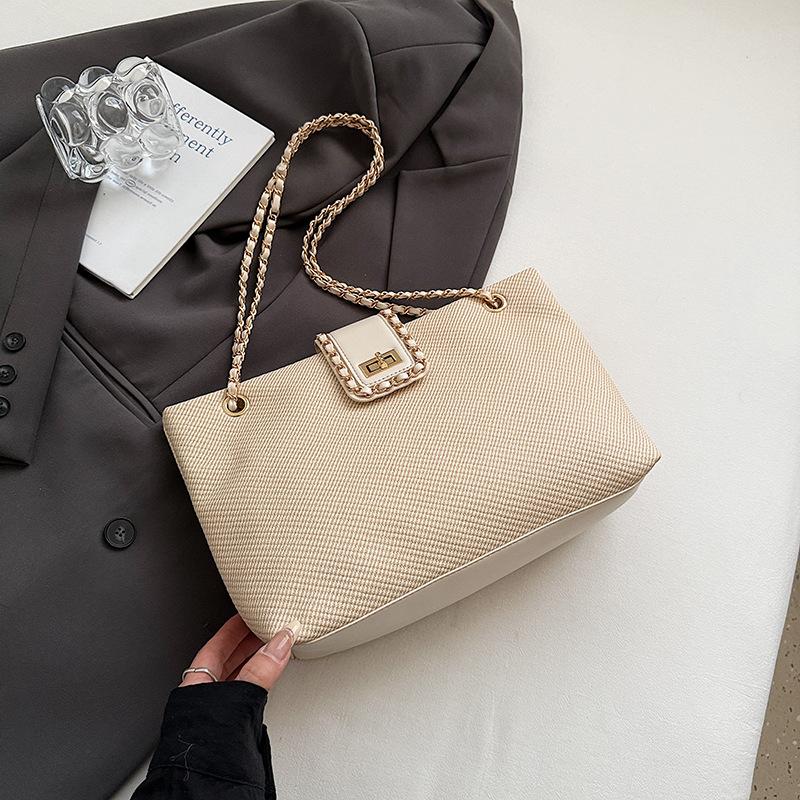 Fashion foreign shoulder bag withered grid chain bag niche trend casual handbag large capacity tote bag