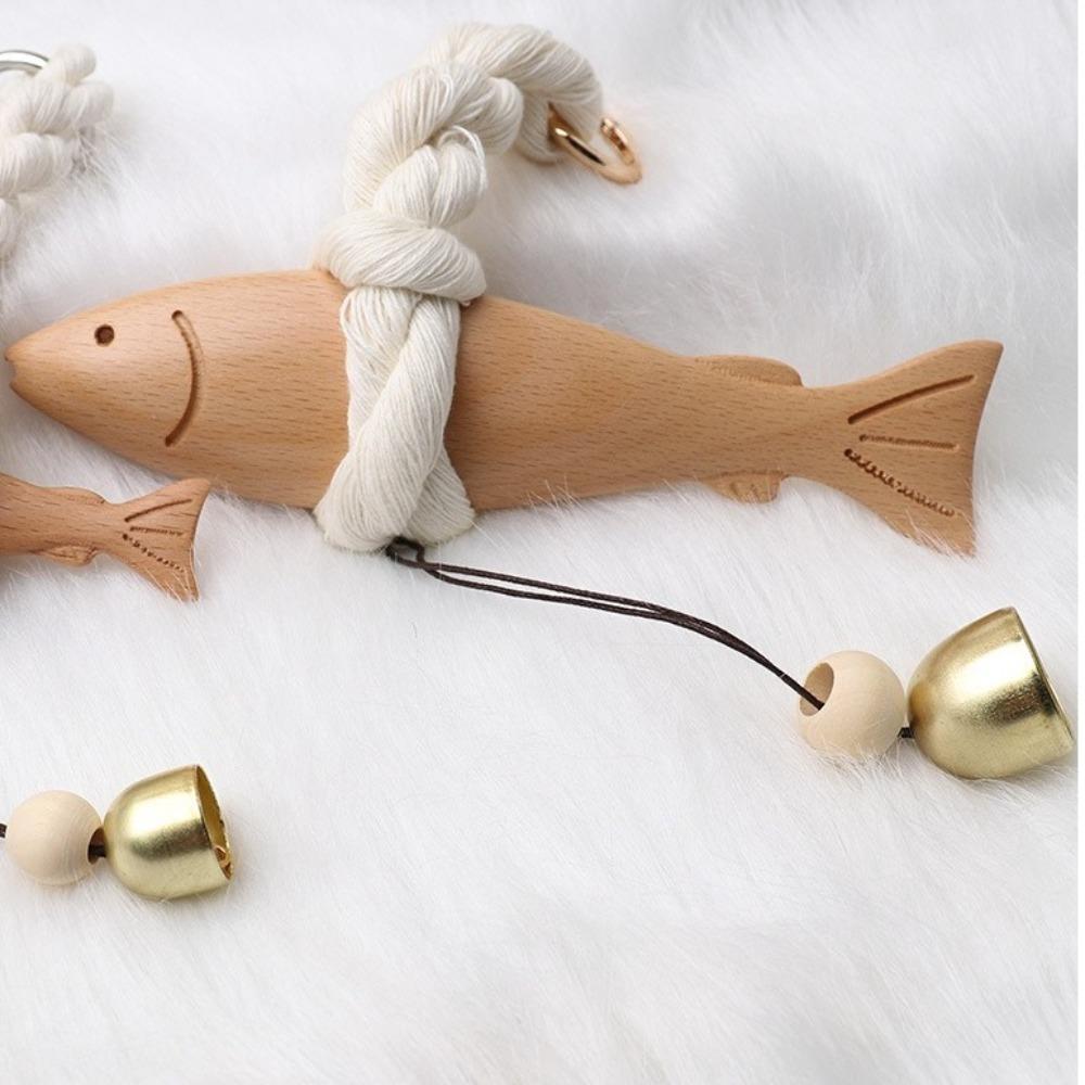Hand Carved Fish Wall Hanging Decor with Bell Fish Door Chimes  Home Office