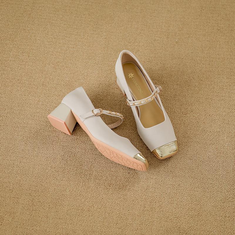 Yuanlitong Autumn New High Heels Women's Wear High-end Sense of National Style Leather Women's Shoes Mary Jane Color Matching Single Shoes Women