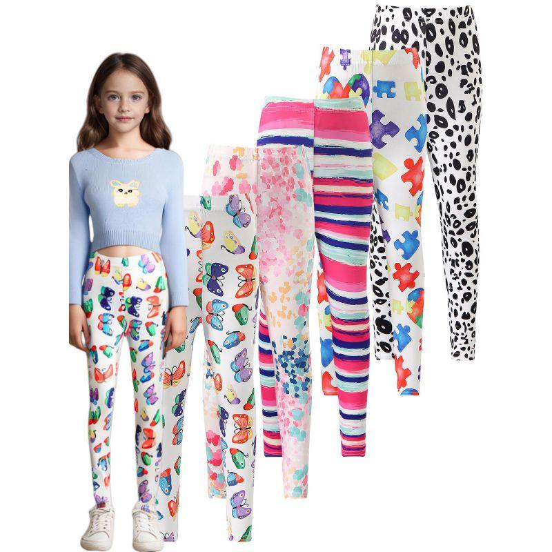

3-13 Years Kids Girls Printed Leggings Elastic Fitness Pants 110