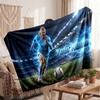 Erling Haaland Personalized Fleece Blanket With Football Logo, Custom Name Text Soft Warm Home Throw Blanket