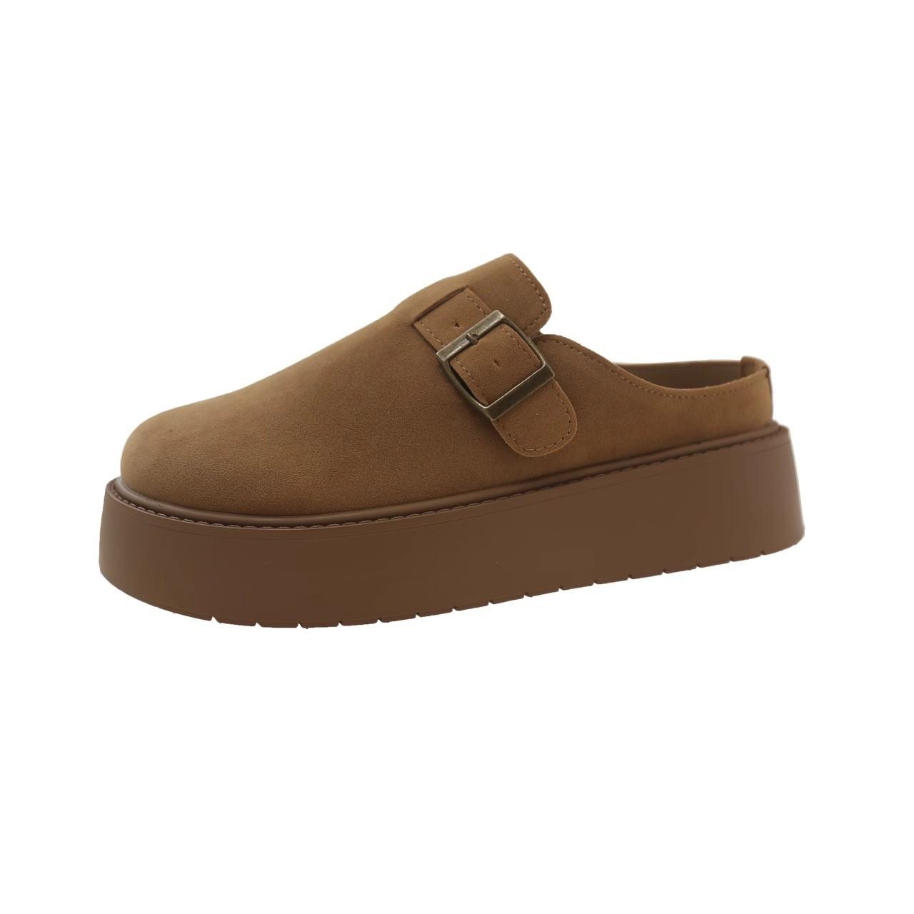 

Маленький человек толстая подошва увеличивает рост ленивый мешок голова тапочки женщины носят весна и осень новый полуподнос 40