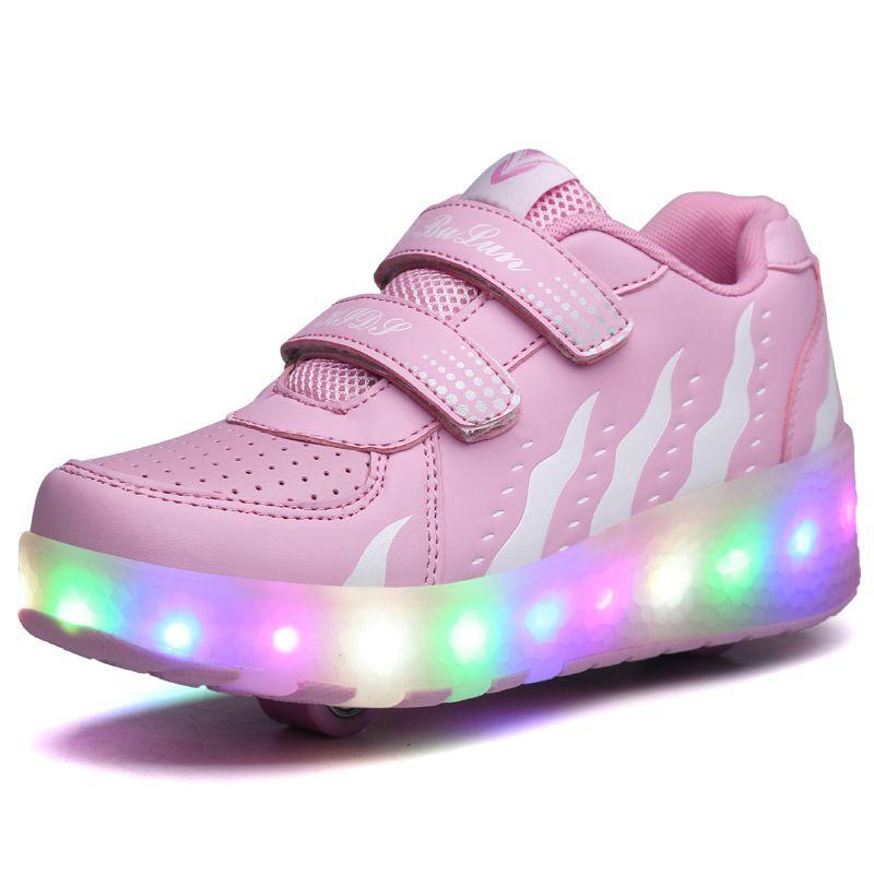 Classic Appeal Led Sneakers For Kids Light Up Roller Skate Shoes And 2 Wheels Unisex