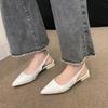 Summer Women's  New Sexy Pointed Retro Solid Color High Heels PU Leather Outdoor Banquet Party Women's Sandals Large 42