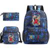 One Piece Luffy Anime Print Student Backpack Set Shoulder Bag Pencil Case Boys Girls School Bags