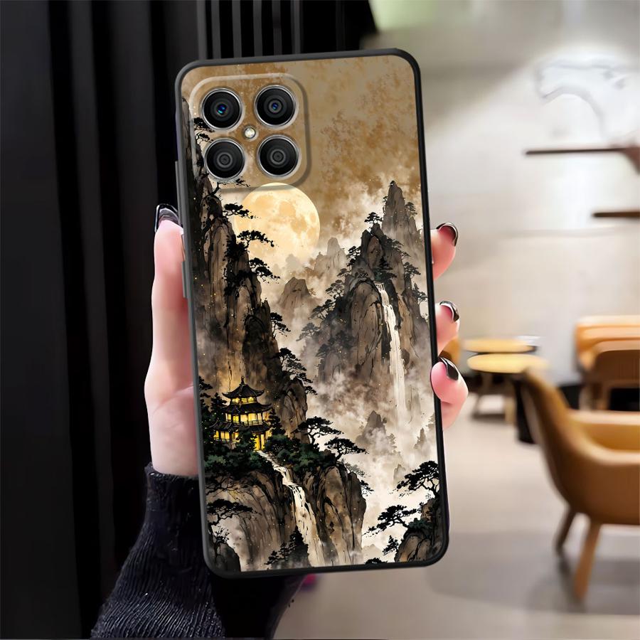 Funda Phone Cover Case for Honor X5b X6 200 400 Lite 70 X9a 90 8X X7 X8 Magic5Lite Ink Art Print Japanese Landscape Mountain