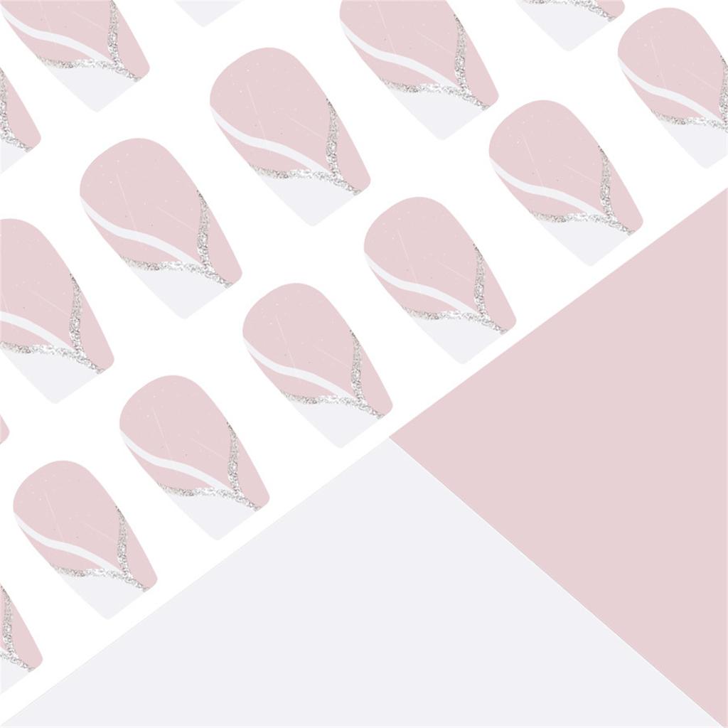24 Stück Kurze Quadratische Aufdrücknägel Glänzende Acryl-Falschnägel French Tip Aufklebenagel Maniküre für Frauen und Mädchen