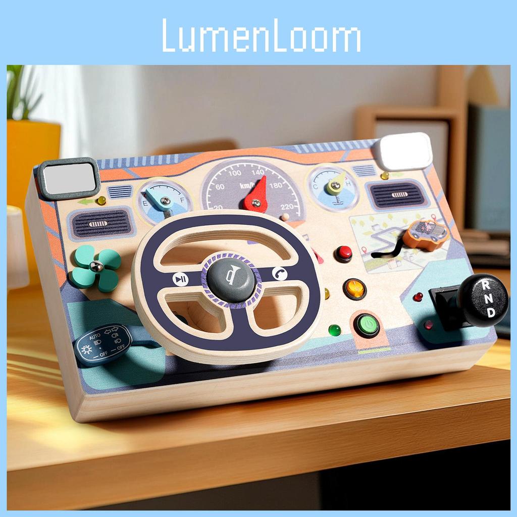 Children Board Busy With Wooden Steering Wheel Learning Toy Brain Development