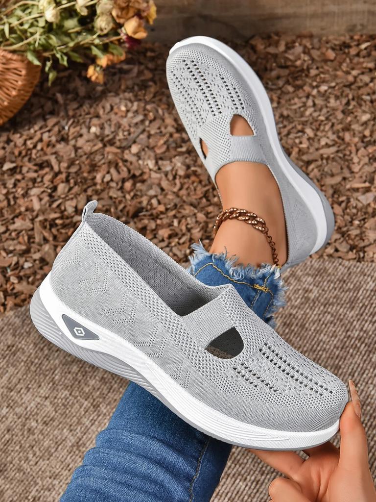 Women Flats Soft Sole Knitted Sneakers Women Breathable Comfort Loafers Casual Sports Shoes Woman Lightweight Hollow Out Shoes