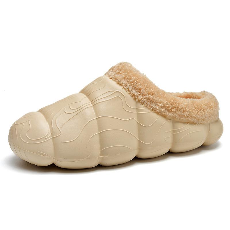 

Новые хлопковые тапочки для осени и зимы, домашние тапочки на толстой подошве с пяткой, на флисовой подкладке и утолщенные парные тапочки 45-46 бежевый