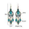Ethnic Long Antique Gold Color Water Drop Earrings for Women Vintage Hollow Inlaid Rhinestone Elegant Earring Female Jewelry